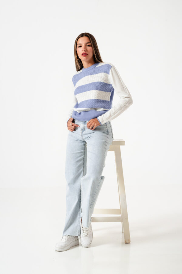 Sweater Trensado con Rayas(Sw006)